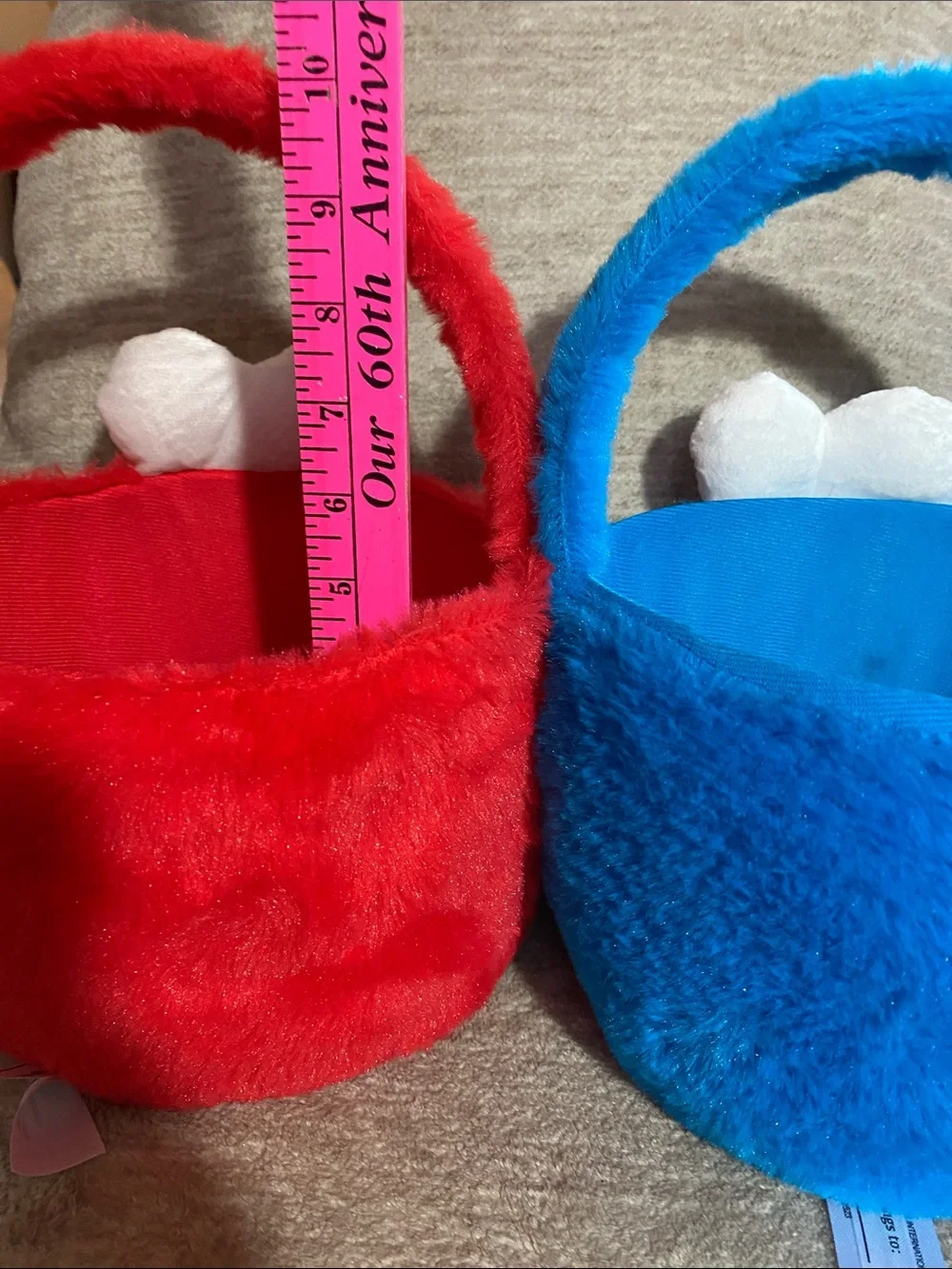Plush Elmo & Cookie Monster Character Baskets - Blue and Red Easter,Halloweenetc